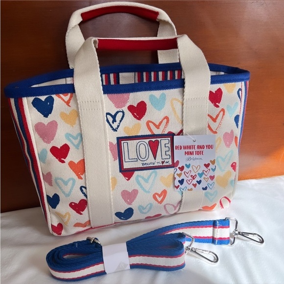 NWT BRIGHTON Red White And You Mini Canvas Tote / Crossbody Bag - Picture 4 of 16